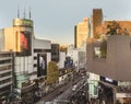 BirdÃ¢â¬â¢s view of the Japanese youth culture fashionÃ¢â¬â¢s district crossing intersection of Harajuku Laforet named champs-ÃÂ©lysÃÂ©es